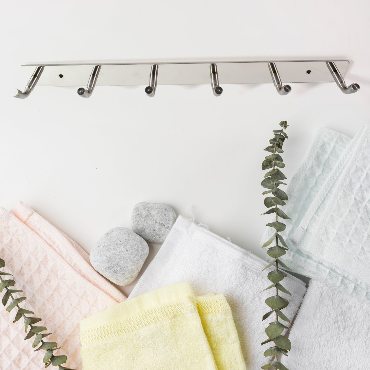 Stainless Steel Wall Mounted Coat 6 Hook Rack (32x3 / 1Pc) Stainless Steel Wall Mounted Coat 6 Hook Rack (32x3 / 1Pc)
